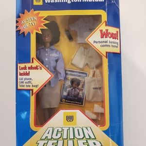 Bank teller action doll